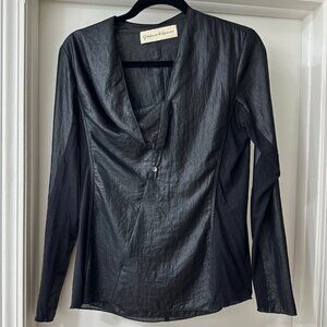 Vintage Graham & Spencer Black Asymmetrical Blouse, Size Small